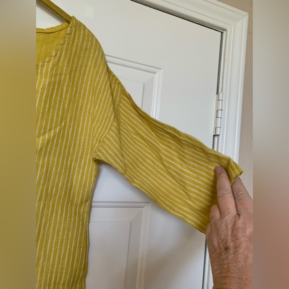 Lungo L’Arno Womens Linen Top Yellow Ruffle Made in Italy🌴 - Picture 4 of 6